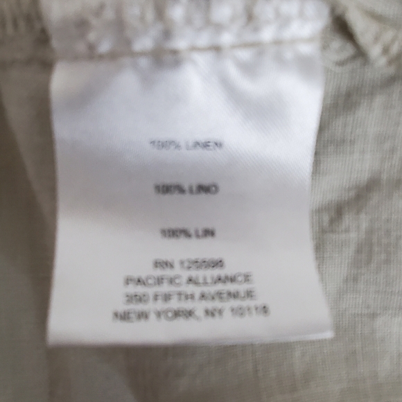 Ellen Tracy LINEN Zip Front Shirt Size 1X Pockets Roll Tab Sleeves Coastal Top - Picture 10 of 13